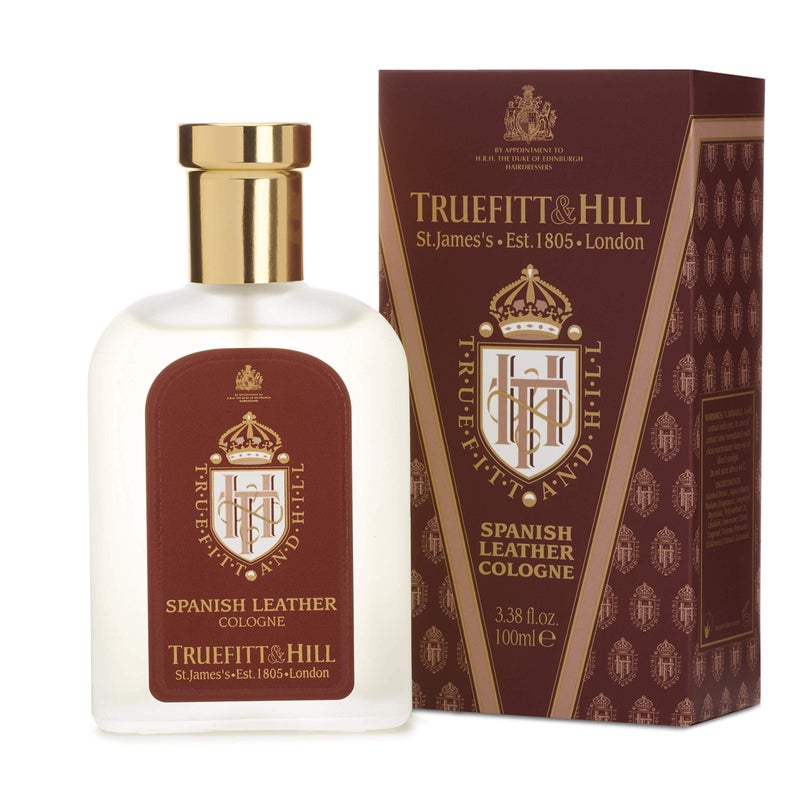 Truefitt & Hill Luxury Cologne - Spanish Leather - Premium Long-Lasting Fruit and Wood Men's Fragrance Presented in a Beautifully Etched Traditional Atomizer Bottle - 3.38 oz. - Image 1